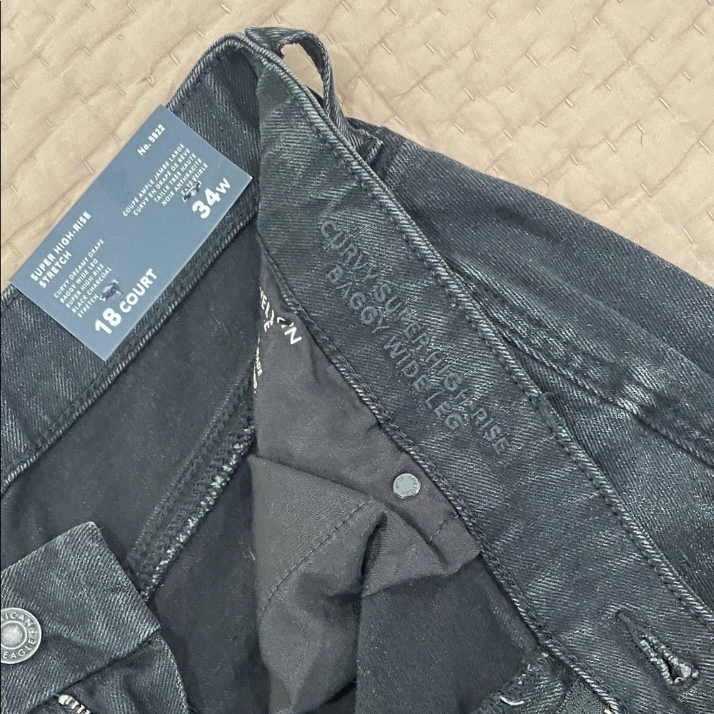 American Eagle Outfitters Black Wide Leg Flare Jeans - Picture 6 of 7